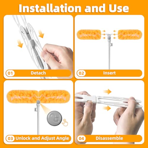 Image of 6 ft Extendable Duster Kit with 20 Refills for Swiffer Duster | 360 Heavy Duty Duster Refills, 5X Microfibers Trap Dust, Long Extended Handle for Ceiling Fan, Vents and Hard to reach Areas