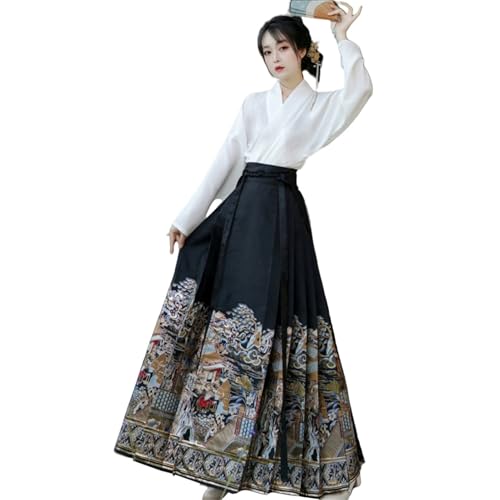 Jupe Hanfu Ming en brocart d'or pour rompre la monotonie