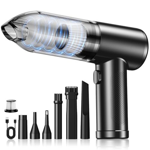 Miecgth 2025 Aspirabriciole Senza Fili, 22000 Pa Aspirapolvere Auto 4 in 1con Mini Aspirapolvere a 2 Marce con Motore Senza Spazzole/per Casa/Auto/Peli di Animali/Cucina/Nero