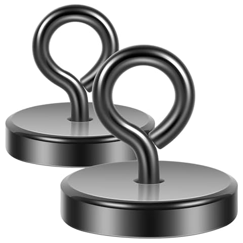Neosmuk Magnetic Hooks,120lb Heavy Duty Earth Magnets with Hook for Refrigerator, Extra Strong Cruise Hook for Hanging, Magnetic Hanger for Cabins, Grill(Black，2 Pack) Cover