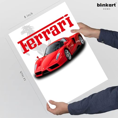 Image of BLINKART Ferrari SF90 Stradale CarFramed Posters Gift Items Boys Room Wall Decoration Bedroom Office Studio Synthetic Wood Frame & Acrylic Glass Ready to Hang - 12x8 Inch, (A4 Size) - CAR-037
