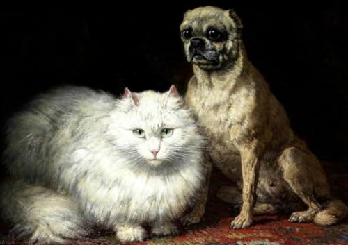 11Ct Migliori Amici Kit Punto A Croce Ritratto Dipinto Ad Olio Ricami Disegni Punto Croce Kit Da Ricamare Quadri Per Bambini Principianti, Set Kit Ricamo Punto Croce Schemi Completo Stampa 40x50cm