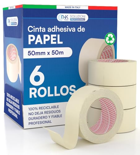 DNK TRADE 6x Cinta Carrocero Pintura para Enmascarar y Pintar 50mm x 50m