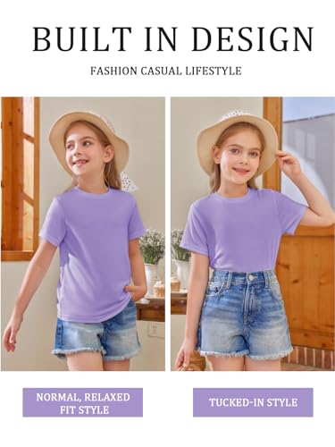 Image of Girls Short Sleeve T Shirts Kids Summer Tops Crewneck Tees 5-14 Years