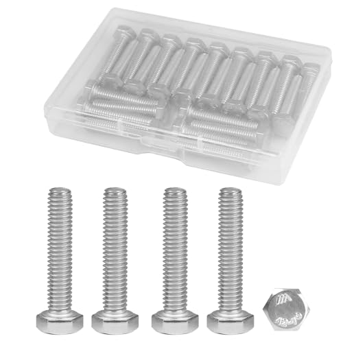 Image of MroMax 25Pcs M6-1 Hex Bolts, M6 x 30mm Hex Head Screws Bolts | 304 Stainless Steel 18-8, Fully Threaded, External Hex Drive, for Electrical Component and Guide Rail