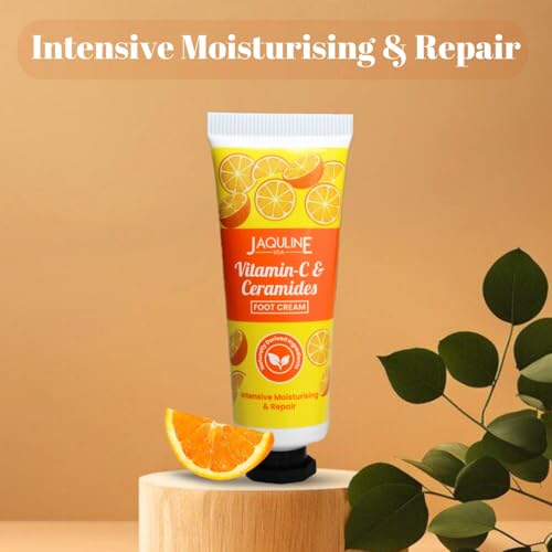 Image of JAQULINE USA Vit-C & Ceramides Foot Cream-Provides Intensive Moisturization, heals cracked heels, makes feet soft & supple - 30gm