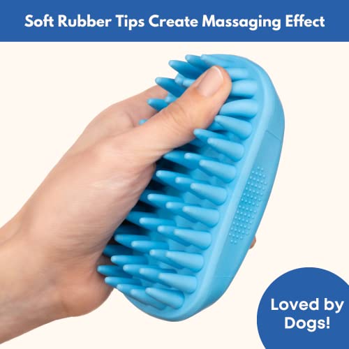 Rubber Curry Brush Dog for Short Haired Dogs - Soft & Gentle Deshedding Brush - Use Wet as Bath Brush or Dry for Grooming Loose Hair