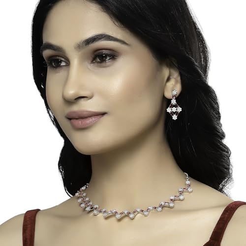 Rhodium-Plated American Diamond Necklace Set