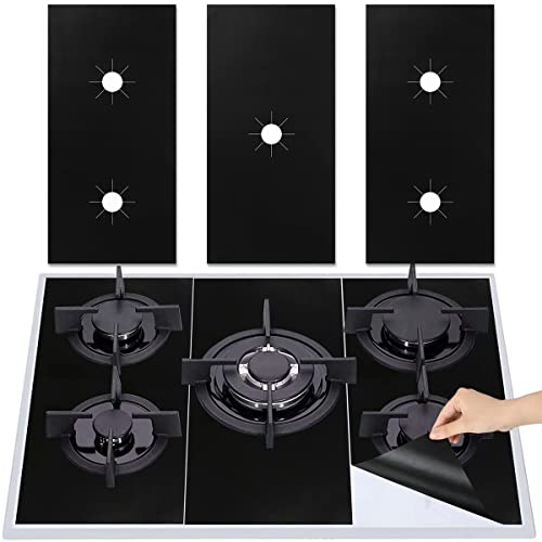 Cubierta para estufa de gas - 6 Pzs fundas reutilizables para quemadores de gas antiadherentes, resistentes al calor, protectores de rango de gas, aptos para lavaplatos y cocina...