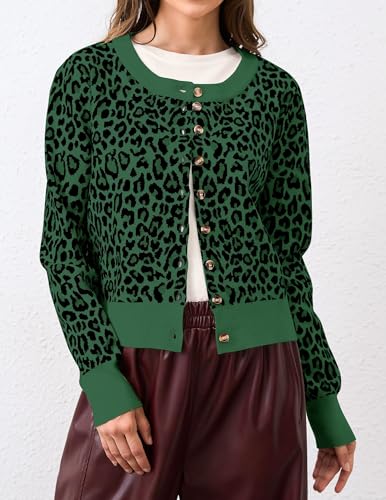 Image of Ziesexy 2026 Leopard Cardigan Womens Button Up Sweaters Long Sleeve Cheetah Print Cropped Cardigan Jackets