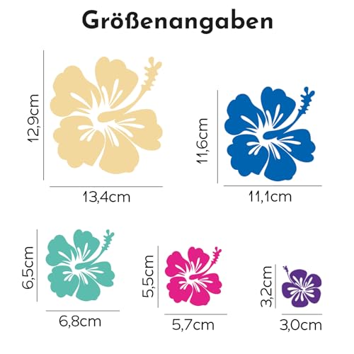 Finest Folia Dekoaufkleber Hibiskus Blumen Home Deko Aufkleber zuhause Sticker wohnen Toilettendeckel Kühlschrank Laptop Toilette selbstklebend K165 (01 Schwarz)