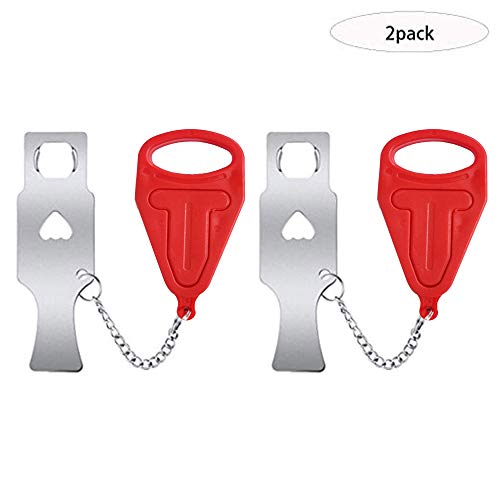 2pcs Portable Door Lock Solid Travel Lock Safety Heavy Duty Lock T Type
