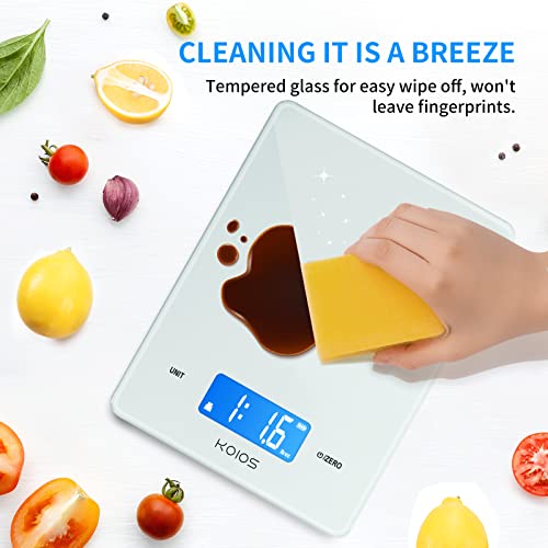 Koios 11Lb/5Kg Small Accurate Food Scale For Kitchen, Waterproof Usb Plug In Rechargeable Digital Kitchen Scale, Digital Food Kitchen Scale For Weight Loss, Food Scale For Baking Dieting, White #TOP5