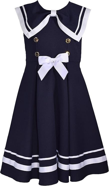 Bonnie Jean Girls 4-16 Scuba Nautical Navy Special Occasion Dress