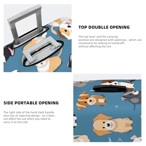 Cute Dog Travel Luggage Cover Elastic Suitcase Covers Washable Anti Scratch Luggage Dust Covers Protector, Fits 18-21 inch Luggage, S4