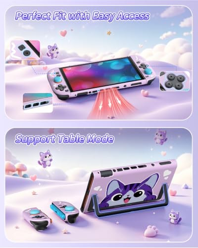 Image of Switch 2 Cute Case Protector, Dockable Cover Shell for Nintendo 2 | Cute Cat Case for Nintendo Switch 2 with Screen Protector and Thump Grip, Hard PC Cartoon Protective Case Accessories