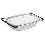 LYNN Edelstahl-Sieb für die Spüle, mit feinem Sieb, ausziehbarer Abfluss, Küche