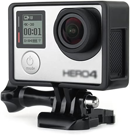 SOONSUN Frame Mount Housing Case with Basic Buckle and Long Thumb Bolt Screw for GoPro Hero 3 3+ 4 Camera and All Slots Fully Accessible-Black