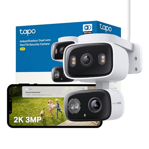 NEW Tapo TC34 2K 3MP Dual Lens Outdoor Security Camera, Colour Night Vision, Wide-angle & Telephoto Lens, AI Detection,Cameras House Security, lP65 CC