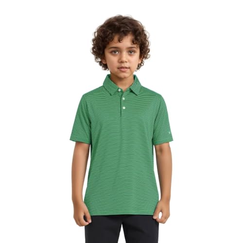 Image of Mens Golf Shirt Moisture Wicking Dry Fit Performance Sport Short Sleeve Striped Golf Polo Shirts for Men