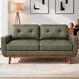 Anwick 65' Mid-Century Modern Loveseat Sofa 2-Seater, Small Couches for Living Room Bedroom Office Apartment, Deep Seat, Solid Wood Legs, Easy Assembly (Olive Green)