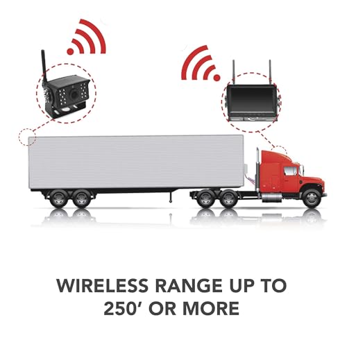 Image of Falcon Eye 2nd Gen Wireless Backup Camera System - 200-300ft Range, 7-inch LCD Monitor & HD Night Vision Camera - Expandable Up to 4 Cams for Trucks, RVs & Fleets