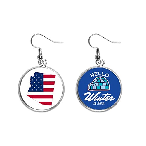 Pendientes de Arizona con mapa de rayas y estrellas joyería fina efecto hielo