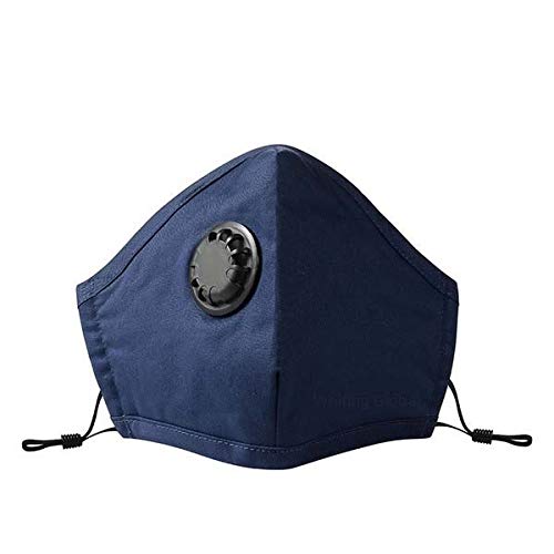 Mascarillas mixtas de tejido x5 cómodo, lavable, fijación ajustable, transpirable, válvula de moda, lote de 5 (azul)