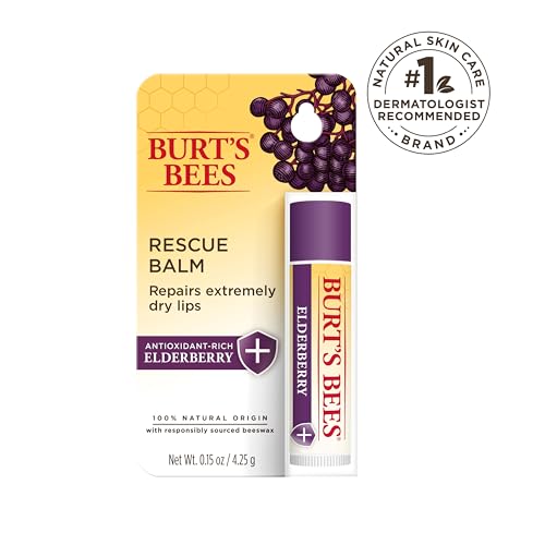 Image of Burt's Bees Rescue Balm Elderberry Lip Balm, With Antioxidant-Rich Elderberry, Tint-Free, Natural Origin Lip Care, 1 Tube, 0.15 oz.