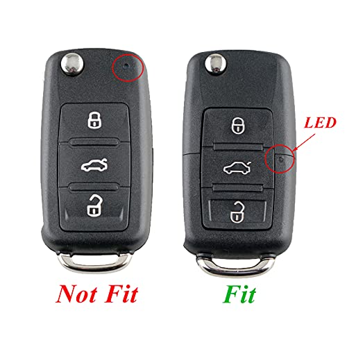 Heart Horse 3 Tasten Auto Fernbedienung Schlüssel mit 433Mhz ID48 Chip und Batterie für Volks-Wagen V-w Jet-TA Golf Passat Sko-da Seat Leon Polo Autoschlüssel Gehäuse mit Klinge (OEM:1K0959753G)