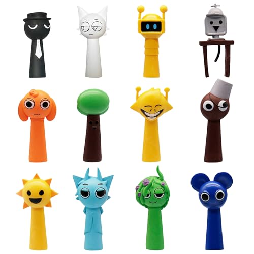 12 Stück Sprunki Spielzeug Figuren Horror Spiele Sprunki Charakter Skulptur Cartoon Lustige Figuren Für Die Sammlung Bunte Sprunki Action Figures Sprunki Toys Für Kinder Und Erwachsene Gamer Und Deko
