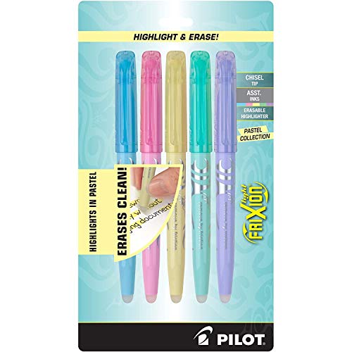 Image of Pilot FriXion Light Pastel Collection Erasable Highlighters, Set of 2, Yellow, Pink, Green, Purple, Blue (10 /Pack Bundle) & Redi-tag Removable Page Flags 1 Pack