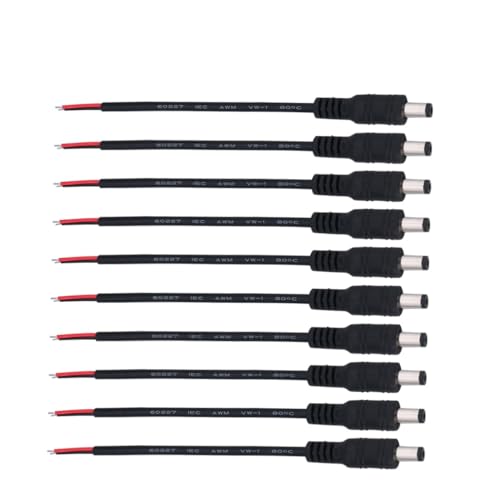 KICHOUSE 12v Dc Power Supply Connectors 10pcs 5.5x2.1mm Jack Connector Plug Cable for CCTV