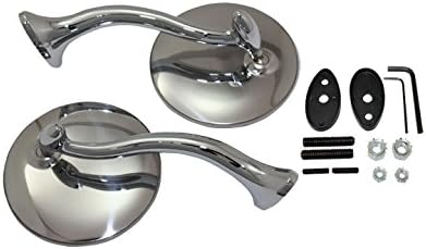 Mirrors, Street Rod "Swan Neck" 4" Diameter (Polished Stainless Steel)