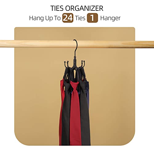 ZEDODIER Belt Hanger, 2 Pack Rotatable Belt Rack Closet Accessories Organizer, Maximum 24 Storage Capacity, Hanging Holder Storage Hook for Belt, Bra, Tank Top, Tie, Scarf, Purse, Black