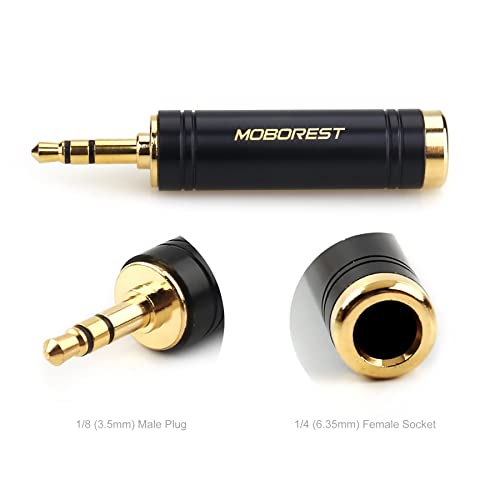 Moborest 3.5Mm M To 6.35Mm F Stereo Pure Copper Adapter, 1/8 Inch Plug Male To 1/4 Inch Jack Female Stereo Adapter, Can Be Used For Conversion Headphone Adapte, Amp Adapte, Black Fashion 2-Pack #TOP4