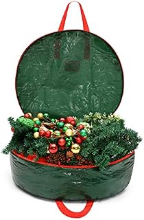 Valchoose Christmas Wreath Storage Bag 75 cm | Tear-Resistant Holiday Xmas Wreath Container | Dual Zippered Holiday Wreath Container 75 x 18 Cm (Green)