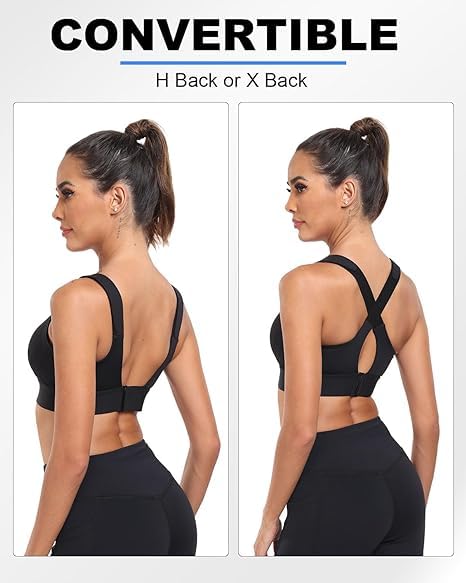 Image of Women Polyester Spandex High Impact Front Zip Sports Bra Fitness Criss Cross Back Crop Tops for Gym, Yoga & Workout - Size: M-4XL