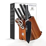 Hanmaster Knife Set, 7 Pieces German Steel Knife Sets for Kitchen with Block, Sharp Kitchen Knife Se