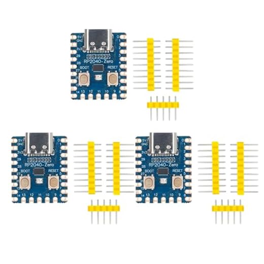 3 pezzi RP2040-Zero, Compact Microcontroller Development Board basato sul processore Raspberry-Pi 2040 Dual-Core ARM Cortex M0+, supporto C/C++/Python Development (con pin non saldati)