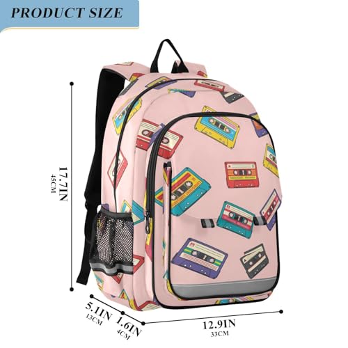 DOMIKING Music Tape Pink Kids Backpack for Boys Girls School Backpack for Preschool Elementary Laptop Backpacks Bookbag for Travel Work Women Men2