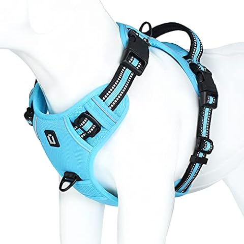 Hundegeschirr, No-Pull Hundegeschirr, Brustgeschirr für kleine, Grosse, mittelgroße Hunde, Weich Atmungsaktiv Einstellbar Reflektierend Hundegeschirr Anti Zug mit Gepolstert Griff Cover