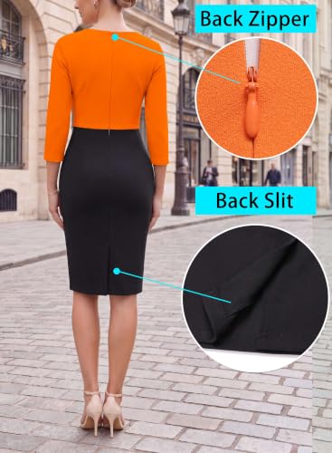 Image of VFSHOW Womens Front Zipper Work Office Business Casual Church Sheath Dress