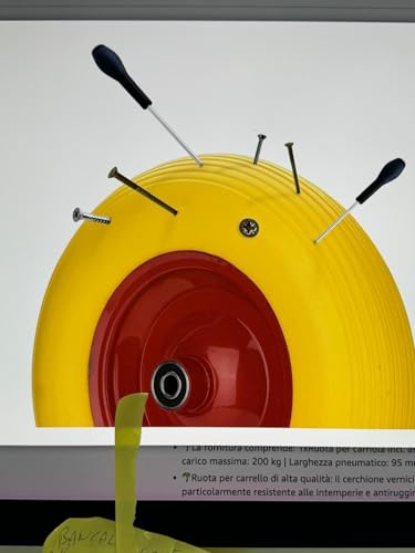 Ruota Piena Gialla per Carriola Ø ruota 350 mm senza Asse