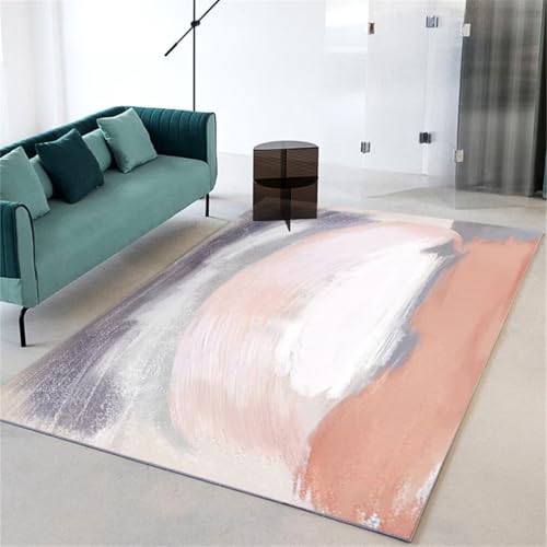 QGYFRE Alfombra Pequeña Dormitorio Rosa Alfombras Infantiles Lavables En Lavadora 80x150CM carpete Sala Grande Abstracta de Color Gris y Azul Habitacion Niño
