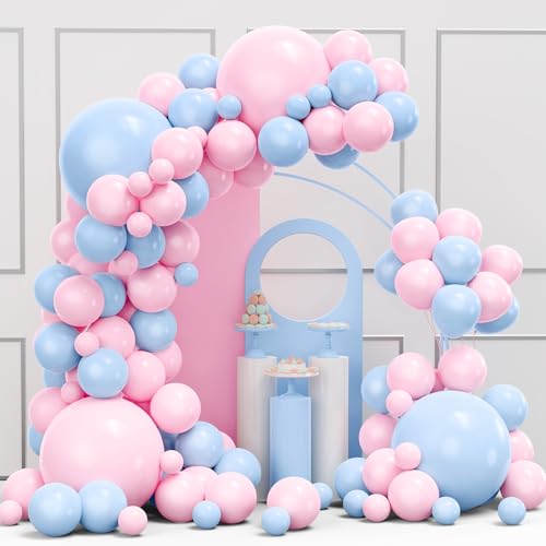 Image of Pink and Blue Balloons Garland Arch Kit, 134pcs Gender Reveal Balloon Garland Arch Kit for Boy or Girl Gender Reveal Decorations Birthday Party Baby Shower Decorations