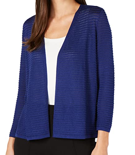 Alfani Womens Textured 3/4 Sleeve Cardigan Sweater, Blue, Medium #TOP4