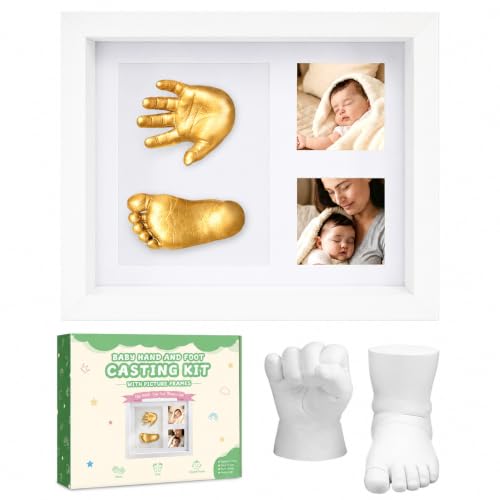 Noosuna Baby Hand and Foot Casting Kit with Shadow Box Frame(11x9 Inch) Baby Foot Casting Kit Ideal for Baby Keepsakes Baby Shower Newborn Gifts Perfect First Birthday