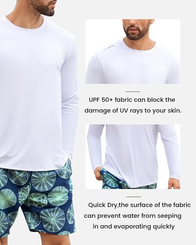 Angel season Men's Rash Guard Shirts UPF 50+ Long Sleeve Swim Shirts Quick Dry UV Sun Protection Lightweight3