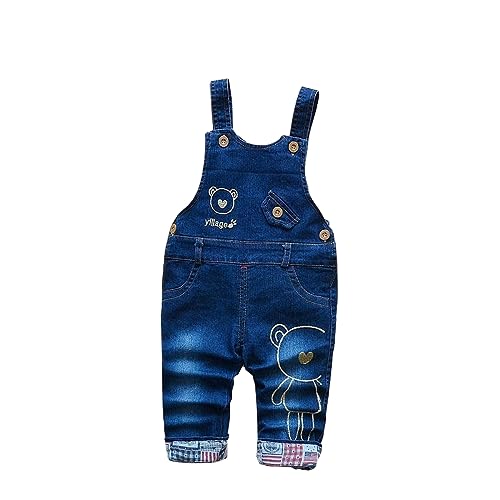 ACMEDE Latzhose Baby Jungen Mädchen Gr. 74/80/86/92/98 Jeanshose Latzhosen Jeans Hosen Baby Kinder Overall Blau Denim Langarmhose